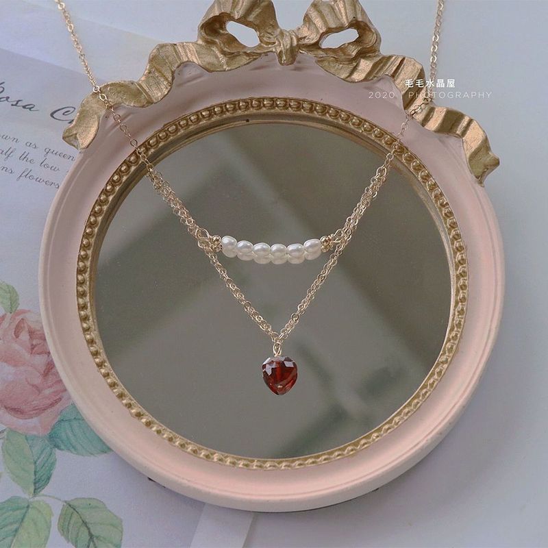 Berry Raspberry Garnet Small Love นําเข้าจากสหรัฐอเมริกา 14K สร้อยคอมุก Beauty Regulate Qi Blood 5/2