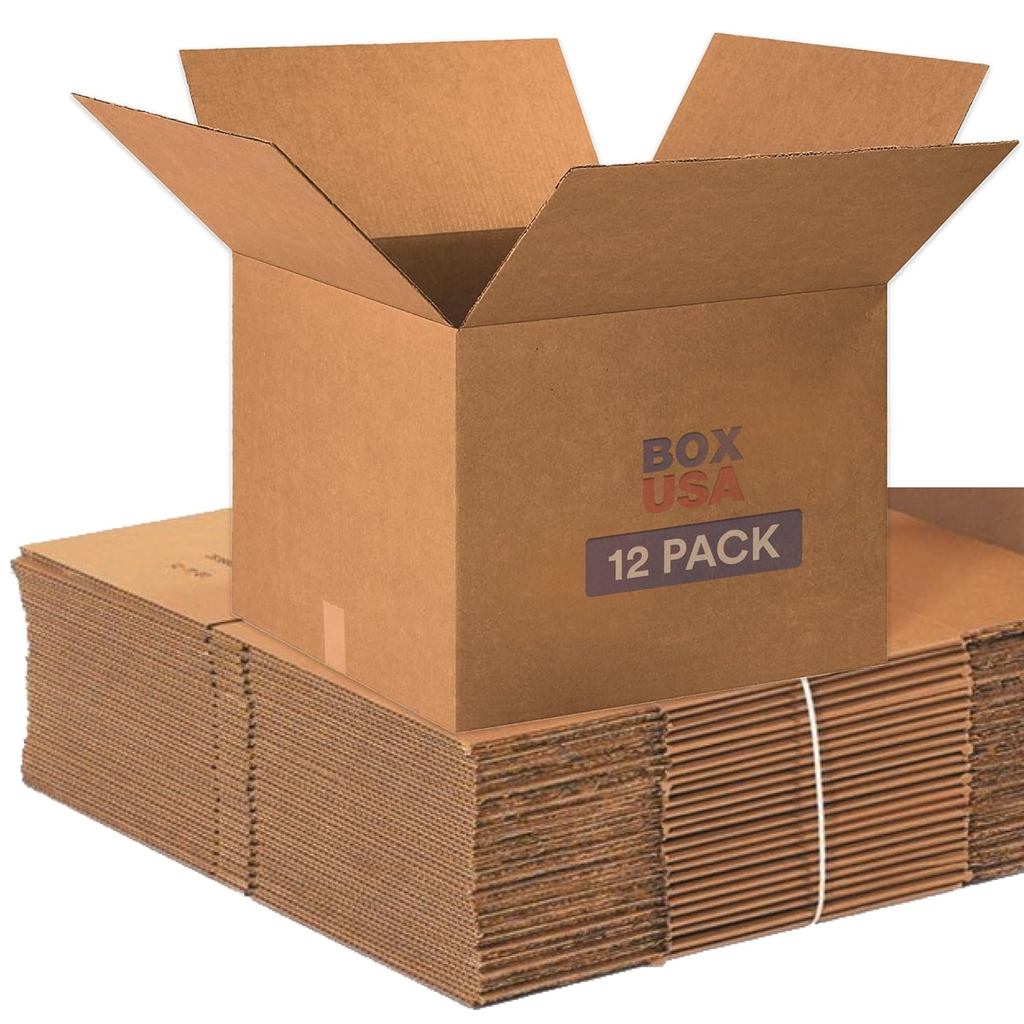 BOX USA Moving Boxes Large 20"L x 20"W x 15"H 12-Pack - กล่องกระดาษลูกฟูกสําหรับจัดส่ง จดหมาย บรรจุ 