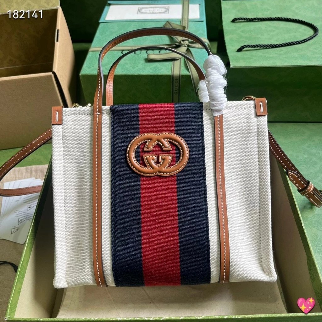 Gucci Gucci High-End Premium Interlocking Double G Mini Portable Tote Bag เนื่องจาก 1960s ถามรุ่นปัจ