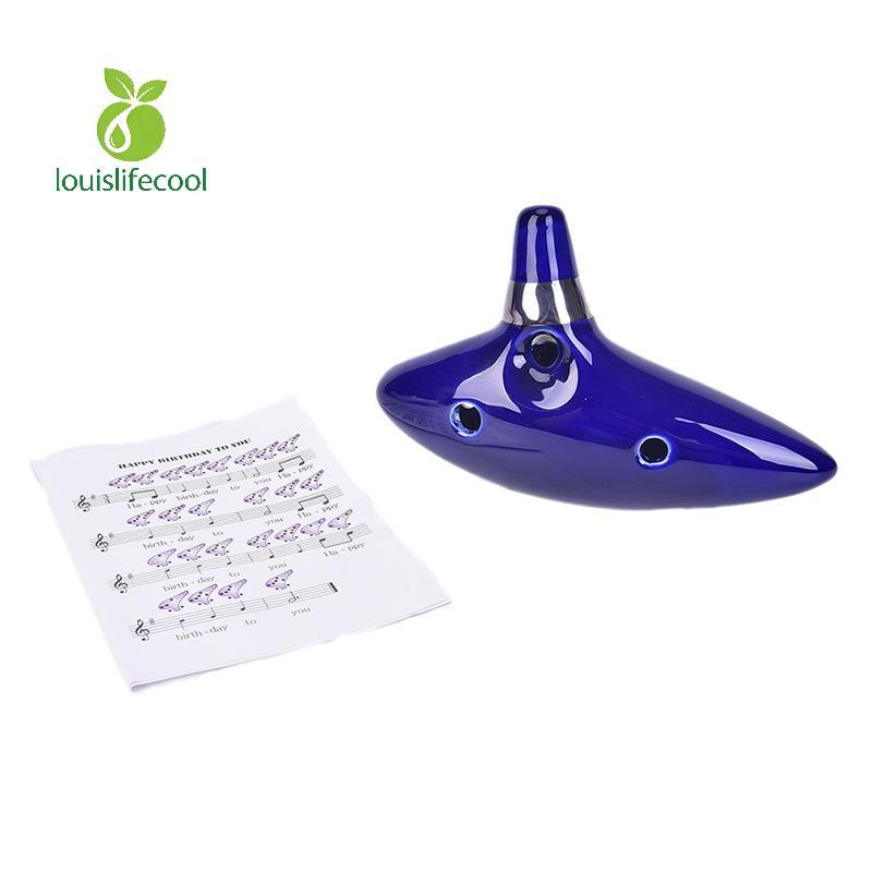 Louislifecool 12 หลุม Ocarina เซรามิค Alto C ของ Ocarina ขลุ่ย Blue Ocarina เครื่องดนตรี
 ใหม่ ใหม่