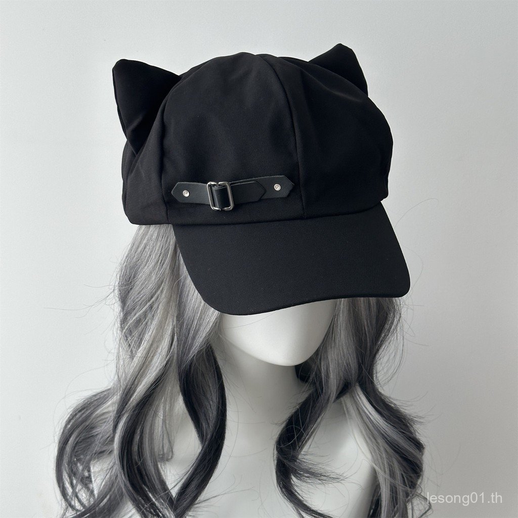 หมวกหูแมว Star Love Heart y2k Leather Buckle Asian Culture Home Style Cute Two-Dimensional Beret U8K