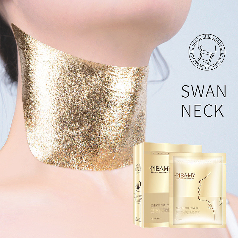 PLBAMY Gold Neck Mask 10pcs มาสก์ดูแลผิวคอ กระชับผิวหย่อน ลดริ้วรอยคอ ให้ผิวนุ่มชุ่มชื้น