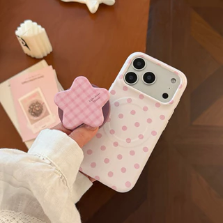 [Sheren] เคสโทรศัพท์สีชมพูลายจุดเหมาะสําหรับ i17 16 15 14 13 12 11 pro max เคสไอโฟน