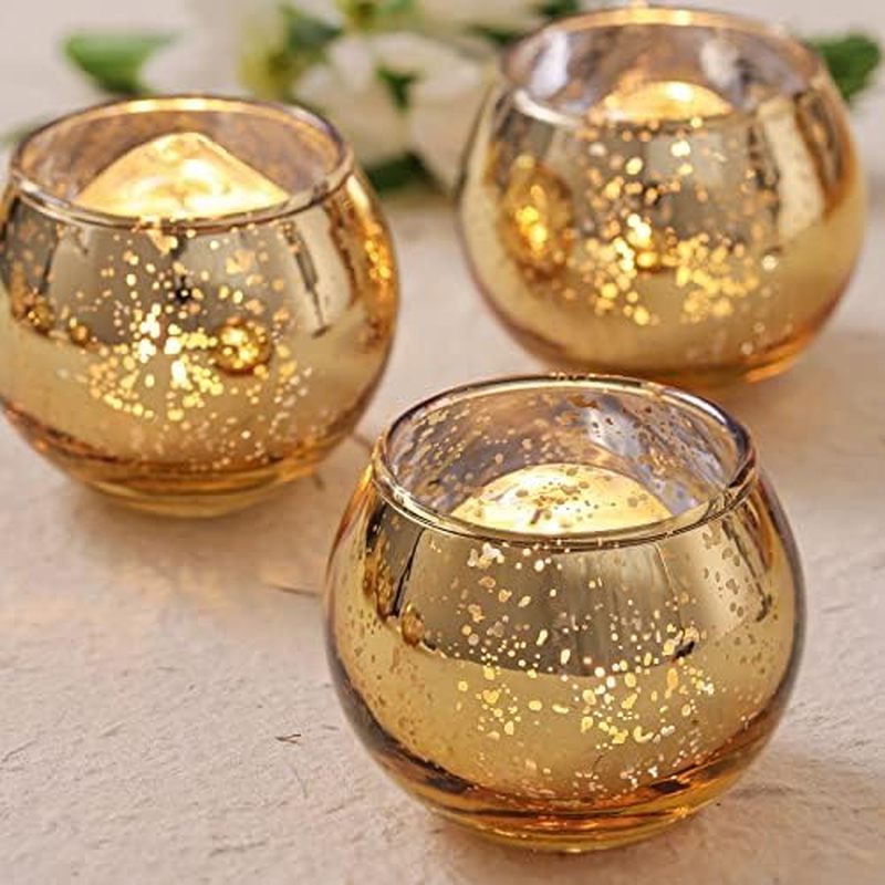 Volens 24PCS Clear Votive Candle Holders for Table Centerpieces, 2''×2'' Round Glass Tealight Candle