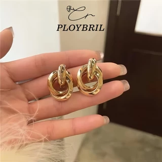 PLOYBRIL COD- ย้อนยุคความรู้สึกด้านการออกแบบ ทอง ต่างหู เรขาคณิต แฟชั่น อเนกประสงค์ บิดเบี้ยว เครื่องประดับแฟชั่น E084