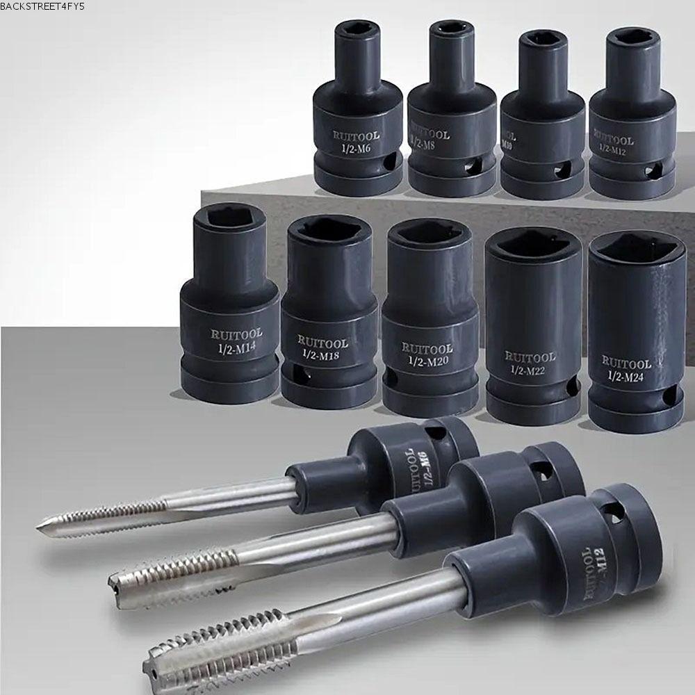 BACKSTAGEEET4FC3 1/2 "Square Hole Taper Socket, M6-24 Chrome-molybdenum Steel Tap Die Socket Adapter