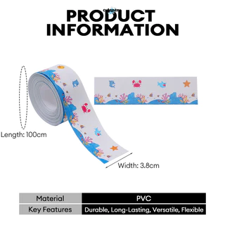 😊เทป PVC เทปสติกเกอร์ กว้าง 3.8ซม. กันน้ํา มีกาวในตัว เทปติดขอบอ่าง ขอบซิงค์ล้างจาน ป้องกันคราบมัน กันเชื้อรา