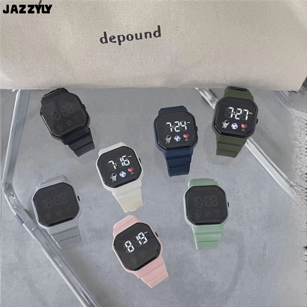 จัดส่งรวดเร็วJAZZYLY LED นาฬิกาดิจิตอล,แฟชั่นกันน้ําเด็กนาฬิกาสปอร์ต,ใหม่ล่าสุดสายรัดซิลิโคน Spaceman นาฬิกาข้อมืออิเล็กทรอนิกส์เด็กหนุ่มๆสาวๆของขวัญ