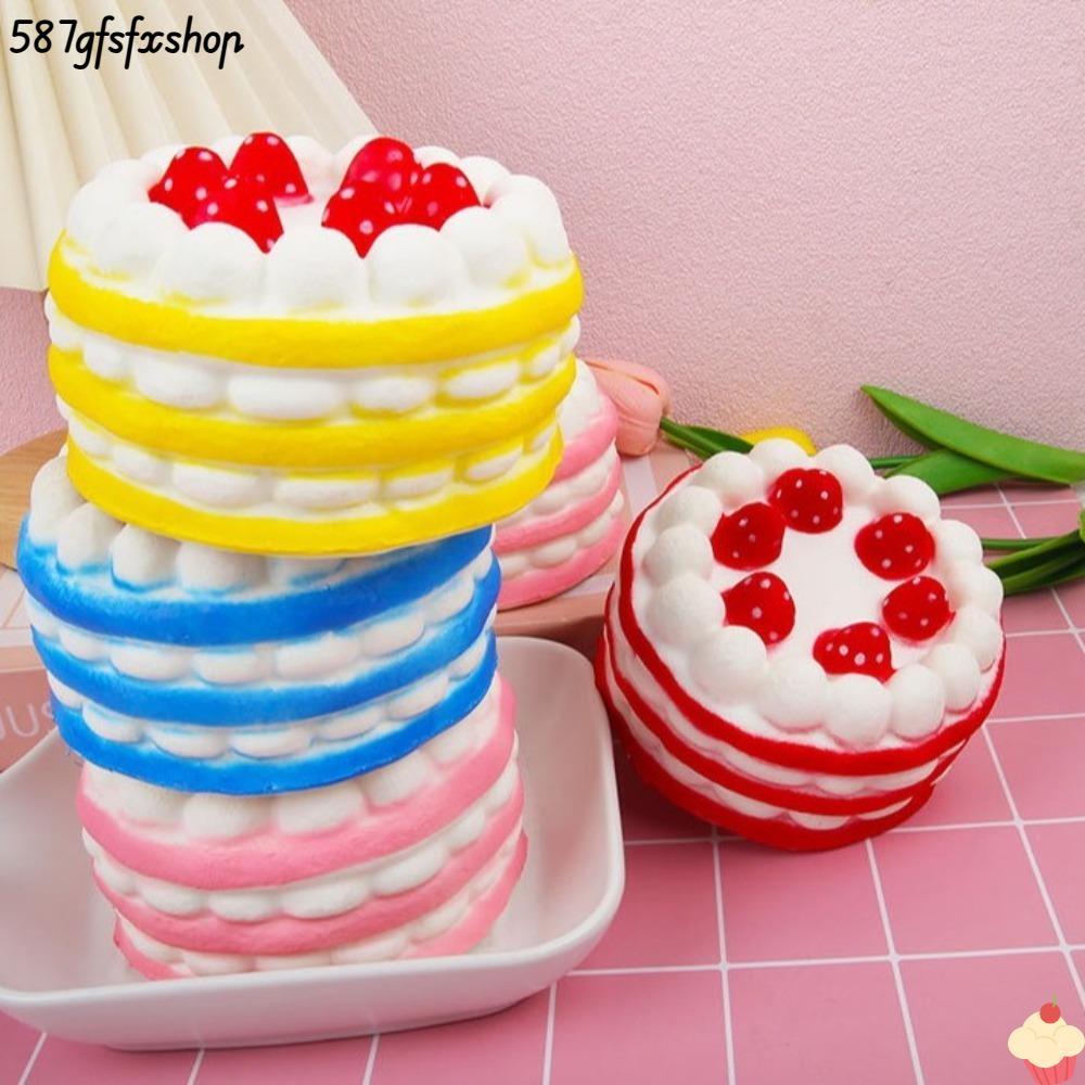 บ้านหวาน ของเล่นบีบ, จําลองสตรอเบอร์รี่เค้กวันเกิด ปู่ สกุชชี่ปลายนิ้วของเล่น,การ์ตูนบีบอัดความดันบรรเทาม้าเค้กช้า สะท้อนกลับ ของเล่นของขวัญ