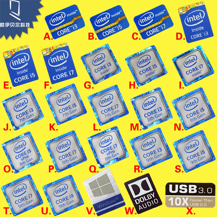 Original 2 3 4 5 6 7 8 9th Generation cpu i9 i7 i5 i3 แล็ปท็อปสติกเกอร์ตกแต่งป้าย