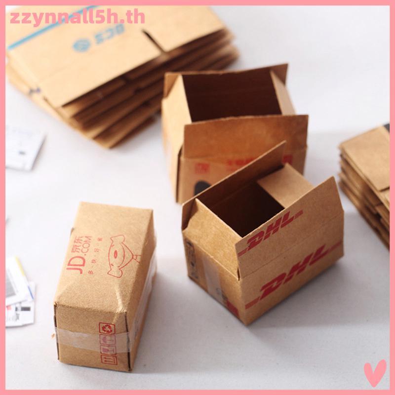 Zzynnall5h 1Set Mini Carton Express Carton 1:12 Dollhouse Miniature Express Box Decor ของเล่น .