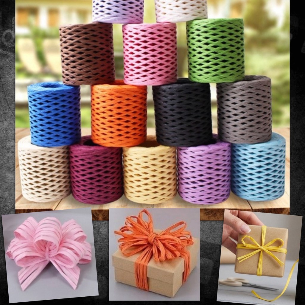 🔺 เชือก กระดาษ เชือกถัก เชือกป่าน ยาว 200 เมตร วัสดุธรรมชาติ ตกแต่ง DIY งานประดิษฐ์ งานฝีมือ ห่อของขวัญ พันดอกไม้ 🔺