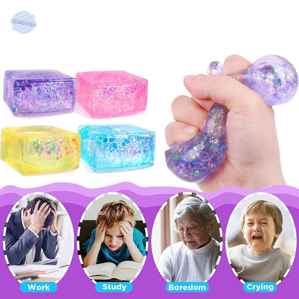 สกุชชี่ squishy ของเล่นเด็ก หรูหราใส ลูกบาศก์ อยู่ไม่สุข ของเล่น,แสงขั้วโลกแววที่มีสีสันจําลองเต้าหู้อยู่ไม่สุขของเล่น,ก้อนน้ําแข็งขนาดเล็กที่มีสีสันจําลองเต้าหู้ก้อนน้ําแ