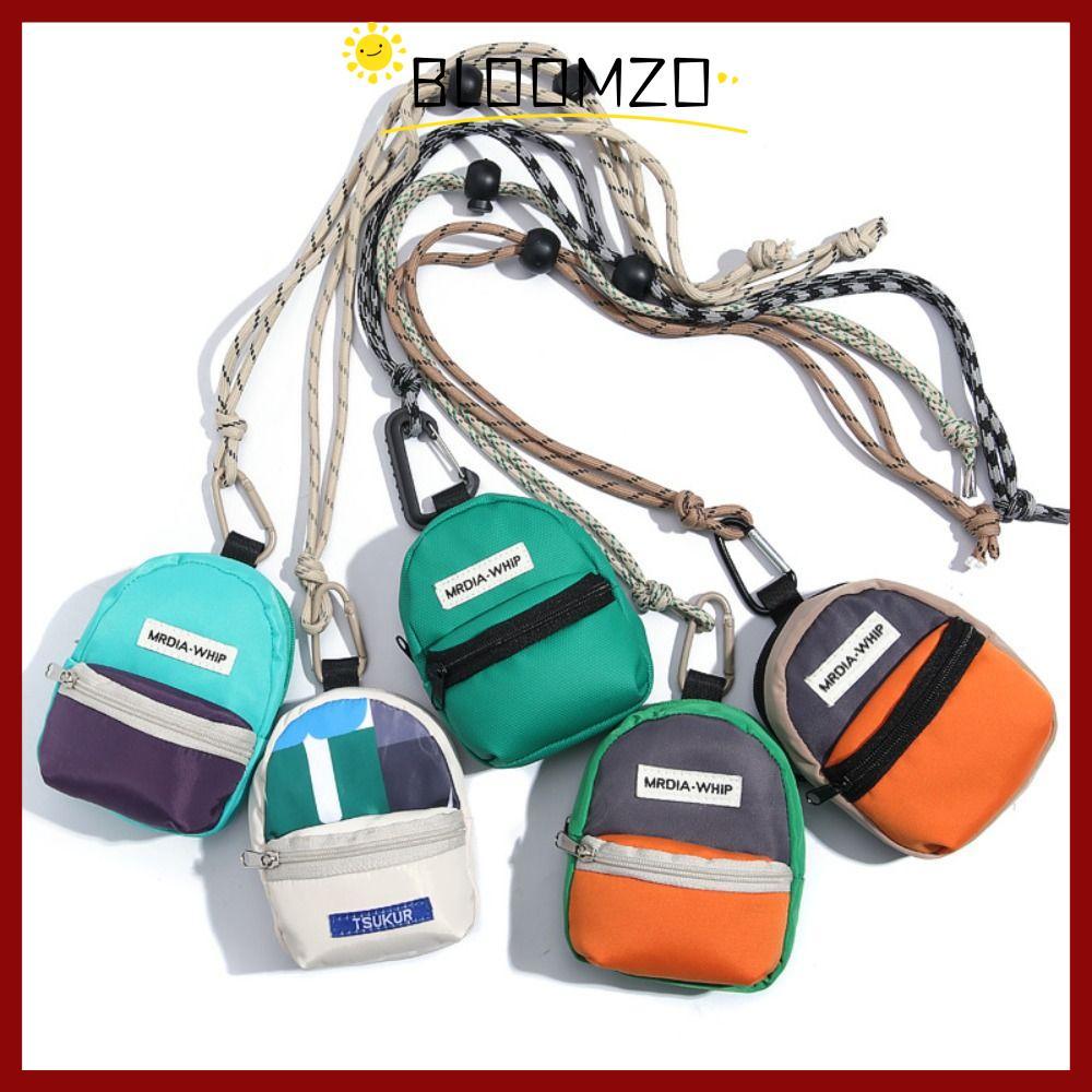 in stock กระเป๋าใส่เหรียญBLOOMZO, กระเป๋าเก็บหูฟังแบบแขวนคอกระเป๋าสตางค์ขนาดเล็ก, โพลีเอสเตอร์สีตัดกัน Anti-theft Small Key Bag