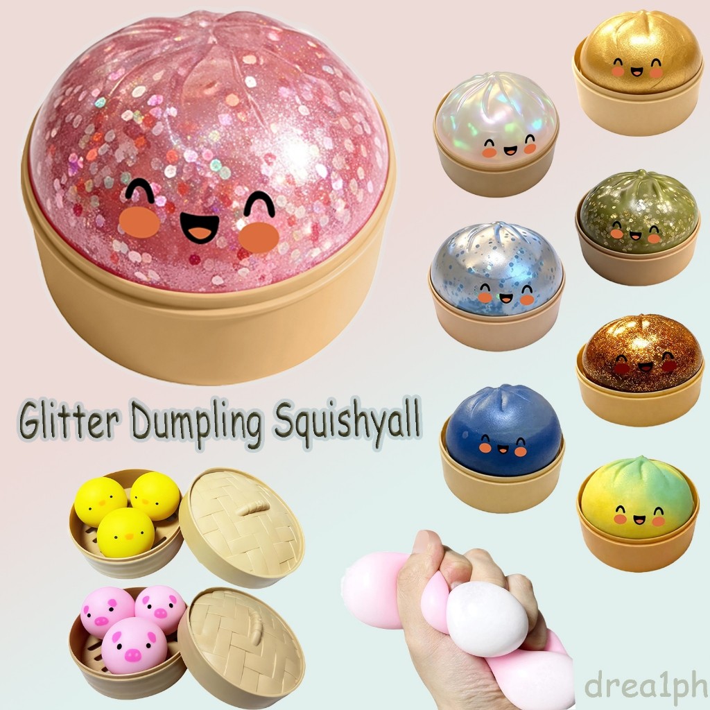 สินค้าขายดี Glitter Dumpling Squishy Stress-Relieving Ball, Rare Pink Glitter Dumpling Soft and Cute Toy, Mystery Blind Box drea1ph