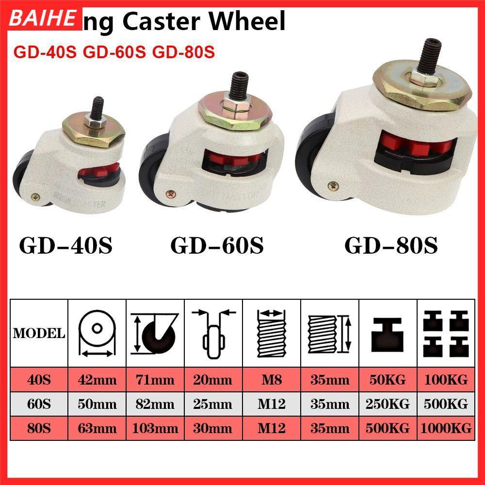 BAIHE เฟอร์นิเจอร์ 1 ชิ้น|ฟุต, ปรับความสูงได้ 40S/60S/80S ล้อล้อเลื่อนปรับระดับ, พร้อมตัวล็อค กันลื่นสากล|ลูกล้อ