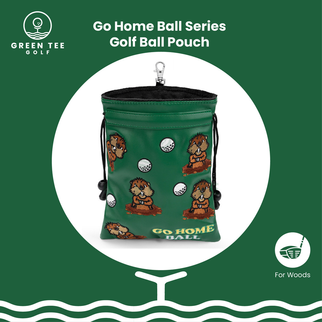 Go Home Groundhog Series Golf Ball Pouch - Leather Golf Ball Bag กระเป๋าลูกกอล์ฟ