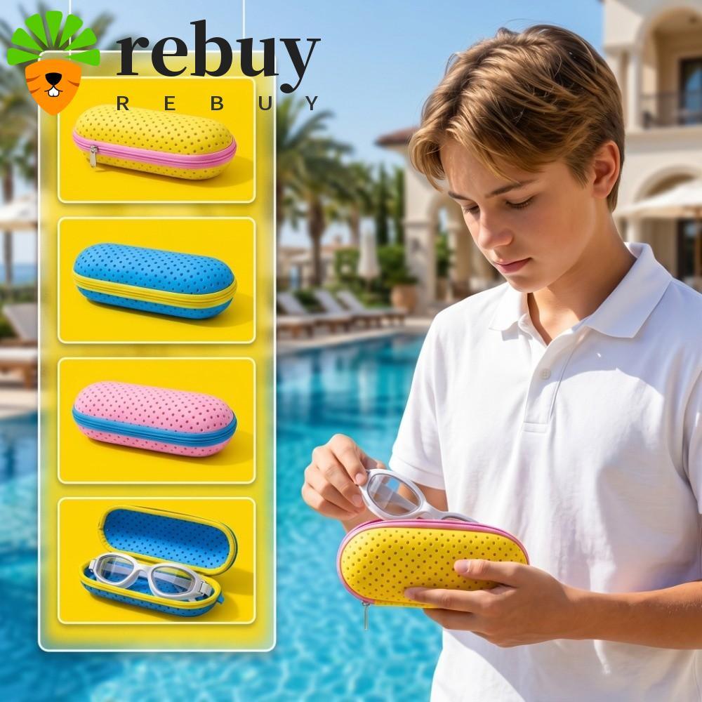 ซื้อซ้ํา เคสแว่นตาว่ายน้ําวัสดุ อีวา อ่อนนุ่ม กรณี แว่นตาว่ายน้ํากล่องป้องกันสะดวกระบายอากาศออกแบบระบายน้ําหลุมที่มีการจัดการเชือกแบบพกพาแว่นตากระเป๋าว่ายน้ํากลางแ
