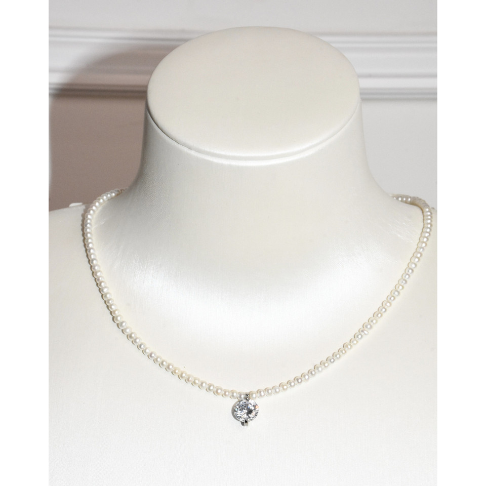 3A Freshwater Near Round Necklace in Copper - CZ Pendant - White (3 -4mm)