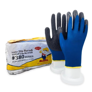 ⚡ยกโหล12คู่ ถุงมือผ้าเคลือบยางหนาถุงมือเกาหลี ถุงมือ380 (1แพ็ค12คู่ยกโหล )อย่างดีพร้อมจัดส่ง รับประกันสินค้า ของแท้