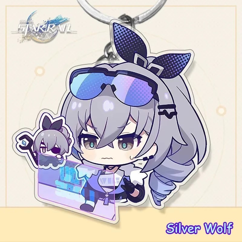 Móc khóa Silver Wolf Sói Bạc Honkai Star Rail mica acrylic chibi trang trí cặp sách balo quà tặng fan game anime manga
