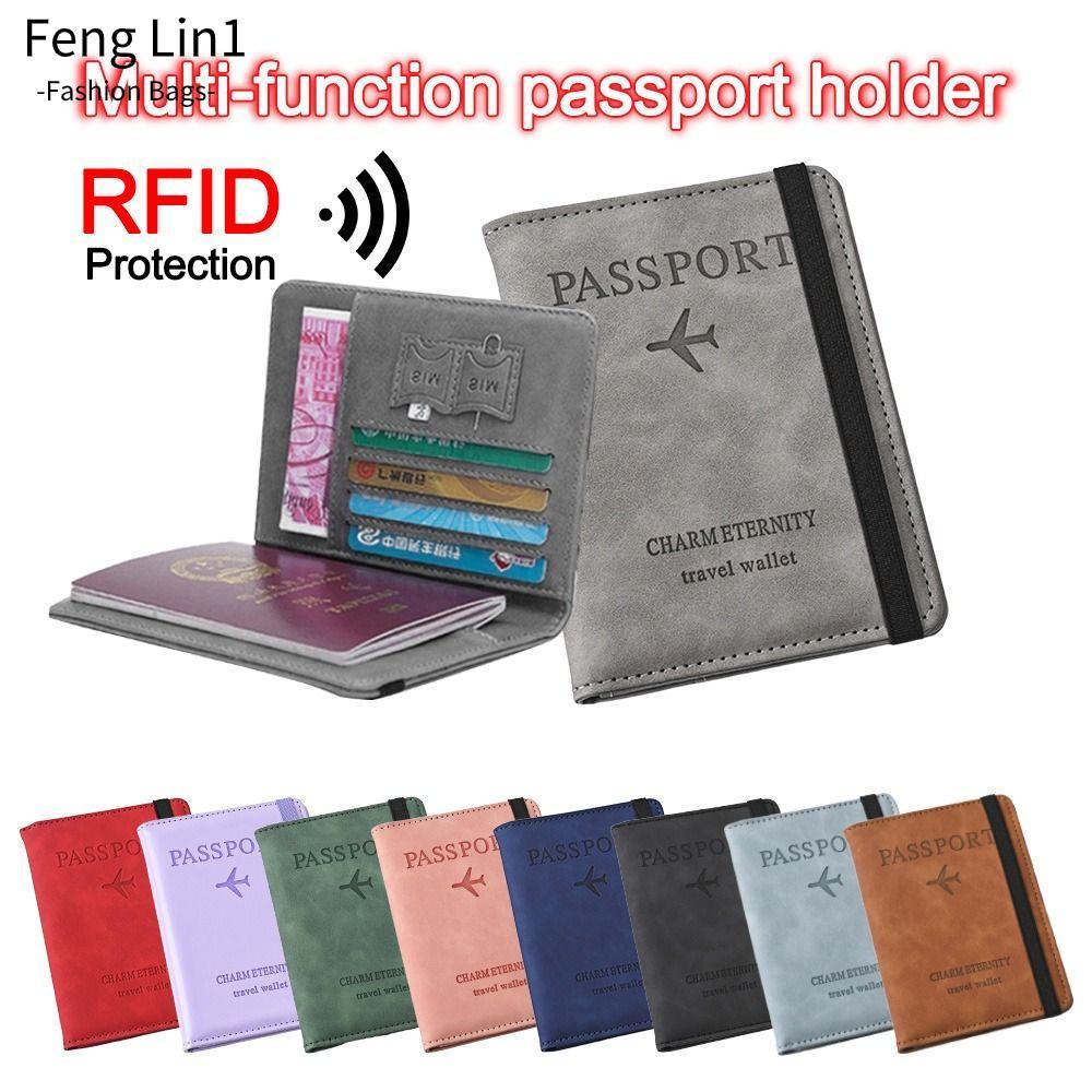คลิปกระเป๋าสตางค์หนังสือเดินทาง FLIN, ฝาครอบหนังสือเดินทาง RFID มัลติฟังก์ชั่นบางเฉียบ, ที่ใส่บัตรประจําตัวหนัง PU แบบพกพาเดินทาง