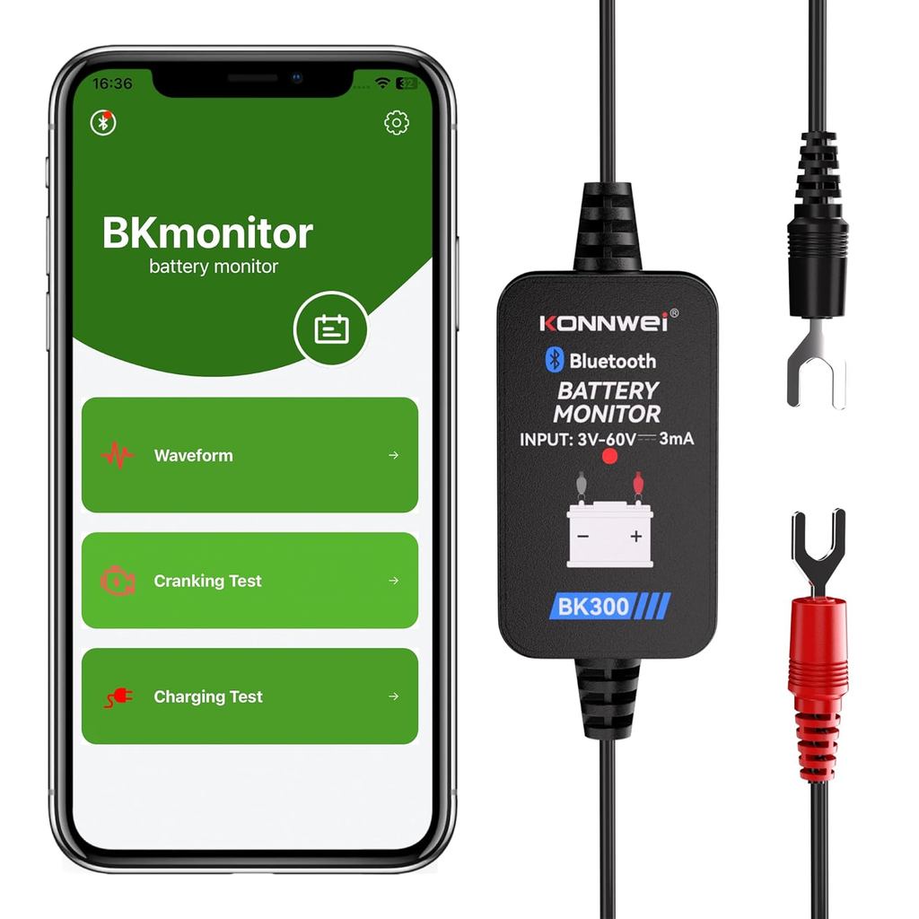 KONNWEI แบตเตอรี่บลูทูธ 12V 24V 48V 6V, รถแบตเตอรี่พร้อม Cranking/Charging/Voltage Test สําหรับแบตเต