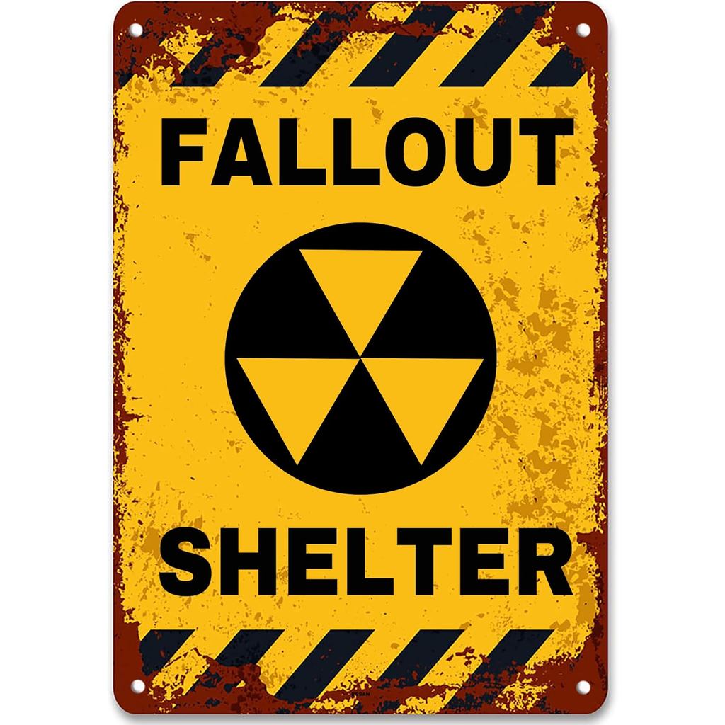 Vintage โลหะป้ายดีบุก Fallout SHELTER ป้ายโลหะสําหรับ Home Office Bar ผับ Cafe Man Cave, Retro Wall 