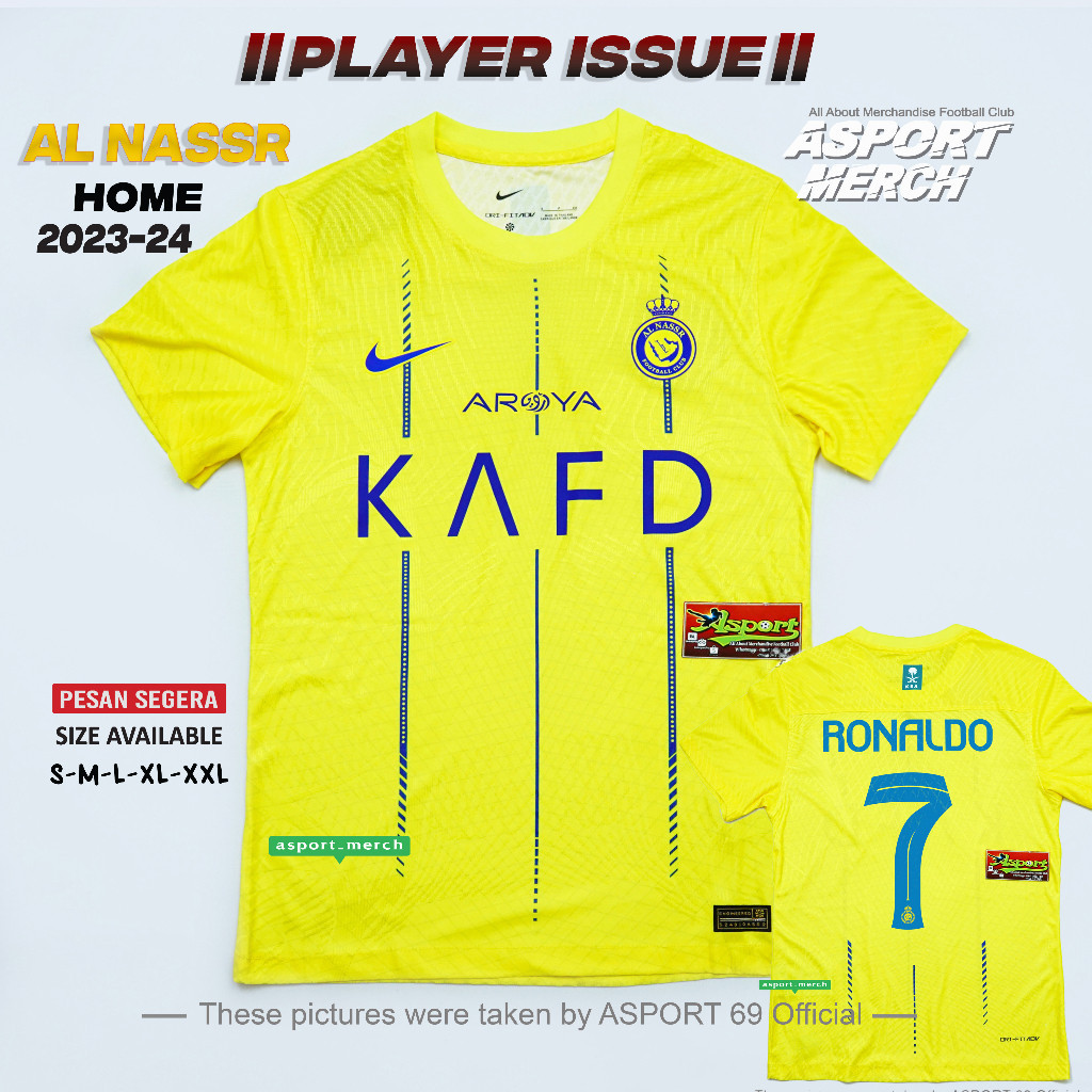 ASPORT PLAYER AL NASSR HOME AL NASSR 2023 2024 SOCCER ALNASSR 23 24 พรีเมี่ยมคุณภาพสูง