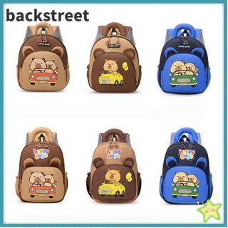 BACKSTREETYF Capybara Backpack, Large Capacity Nylon Capybara School Bag, Lightweight Cartoon Multi-pocket Kindergarten Backpack