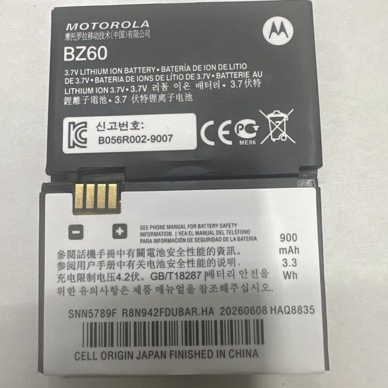 ใช้สําหรับแบตเตอรี่ Motorola BZ60 V3XX V3 แบตเตอรี่ใหม่เอี่ยม