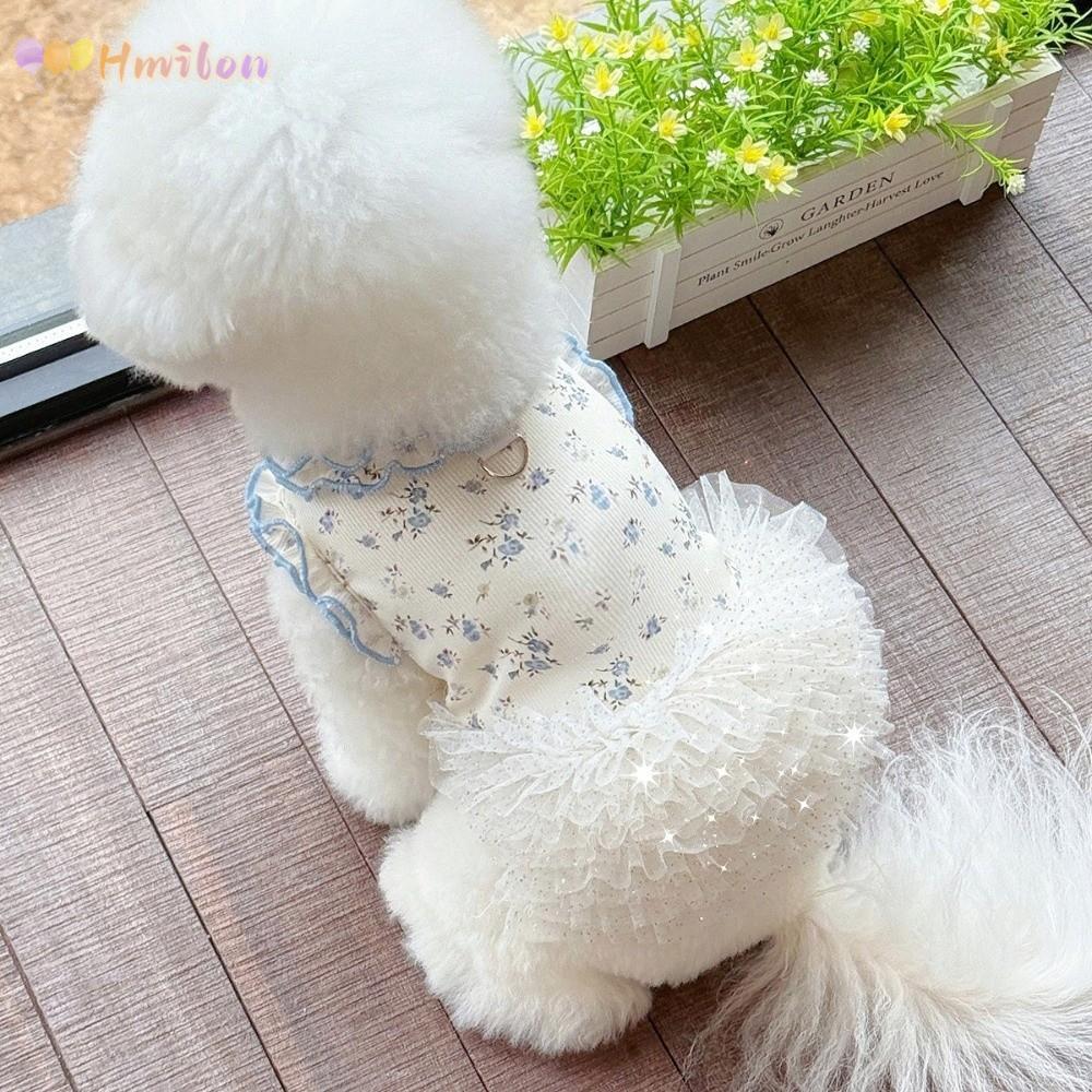 HMILON Puppy Cat Princess Dress, Breathable Soft Dog Puffy Dress, Summer Comfort Sweet Pet Dress for