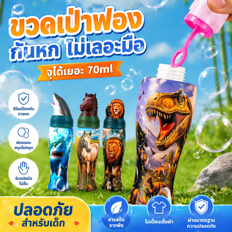 ของเล่นเด็กแบบถือ เป่าฟองบับเบิ้ล ของเล่นเสริมพัฒนาการ ของเล่นเด็ก รุ่นใหม่ยอดนิยม ถังฟองกันร่วง ไม่หล่น ของเล่นกลางแจ้ง