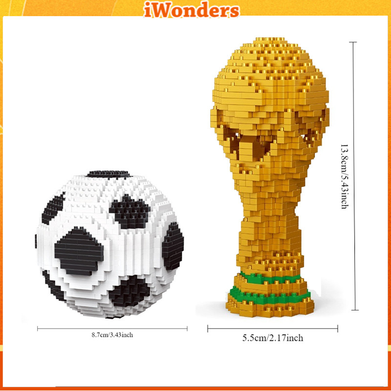 FIFA,Trophy,บล็อกตัวต่อฟุตบอล,ถ้วยโลก,บูตทอง,เครื่องประดับ,ของขวัญของเล่นสําหรับเด็ก
