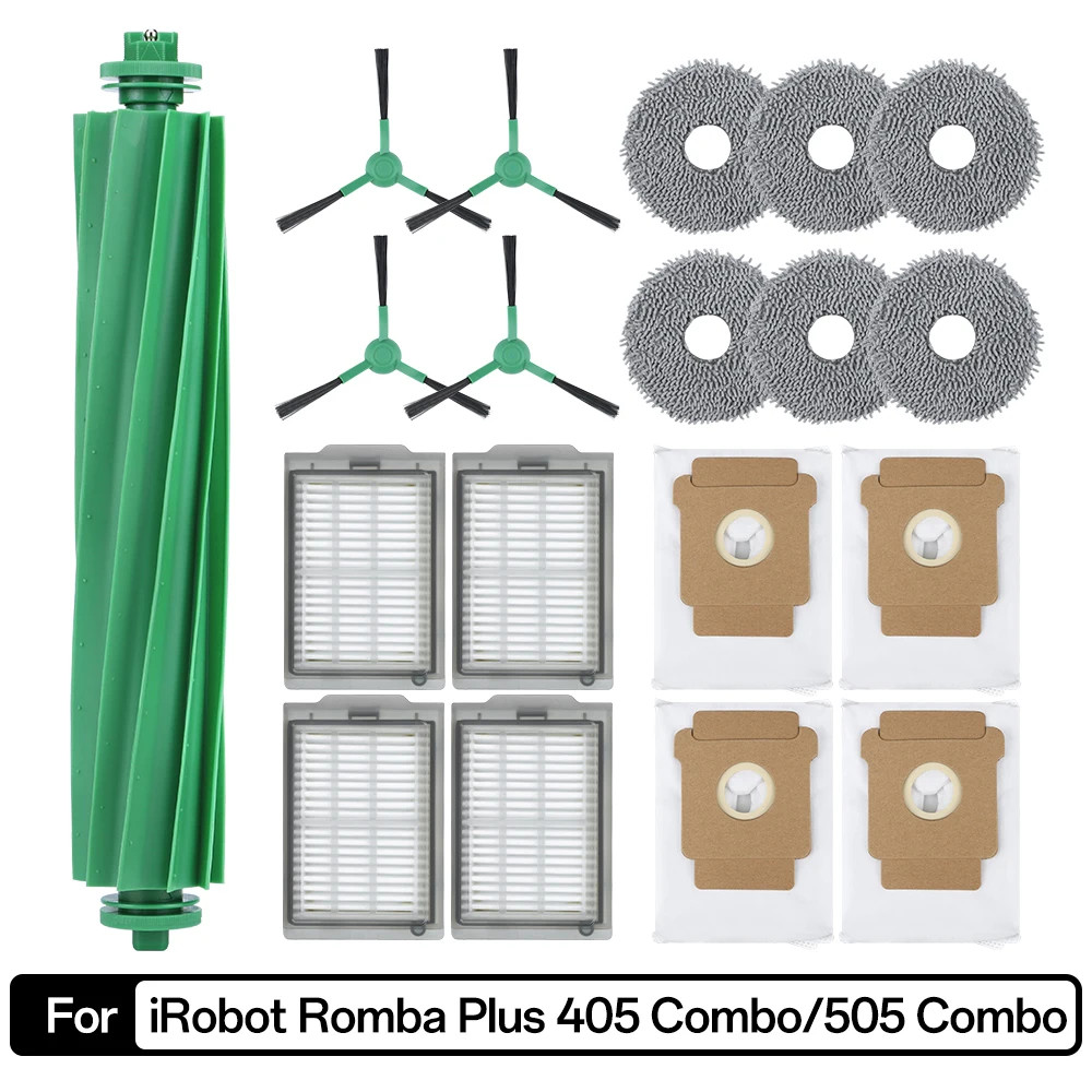 สําหรับ IRobot Roomba Plus 405 / 505 Combo หลักลูกกลิ้งแปรงด้านข้าง HEPA Filter Mop ผ้าถุงเก็บฝุ่นหุ่นยนต์อะไหล่สูญญากาศ