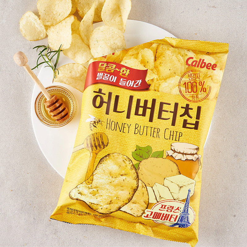 เกาหลีนําเข้า Haitai Honey Butter Potato Chips 60g Potato Chips รสชีส Influencer Puffy Snacks Potato