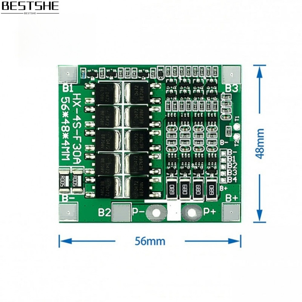 สําหรับ LiFePO4 4S บอร์ดป้องกันแบตเตอรี่ 14.8V 30A พร้อมช่วงรองรับอุณหภูมิ