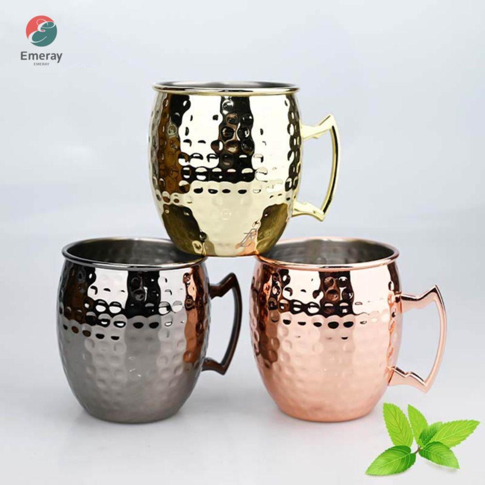 EMERAY ค้อน Point ถ้วย, 500ml Moscow Mule ถ้วยแก้ว,ที่แข็งแกร่ง Riveted จับเรียบแปรงลักษณะหนา Moscow