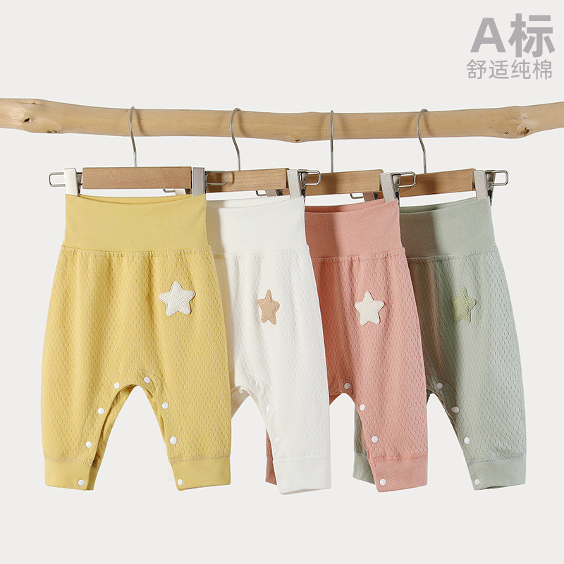 Baby Long Johns Pure Cotton Class a Baby High Waist Belly Protection Pants Pyjama Trousers for Babie