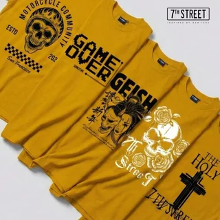 รวมลายเสื้อยืดคอกลมแขนสั้น 7ᵗʰ Street (Light) สีมัสตาร์ด สกรีนลายกราฟฟิค ทรงหลวม ไหล่ตก ไม่รัดตัว เนื้อผ้า 100% Cotto...