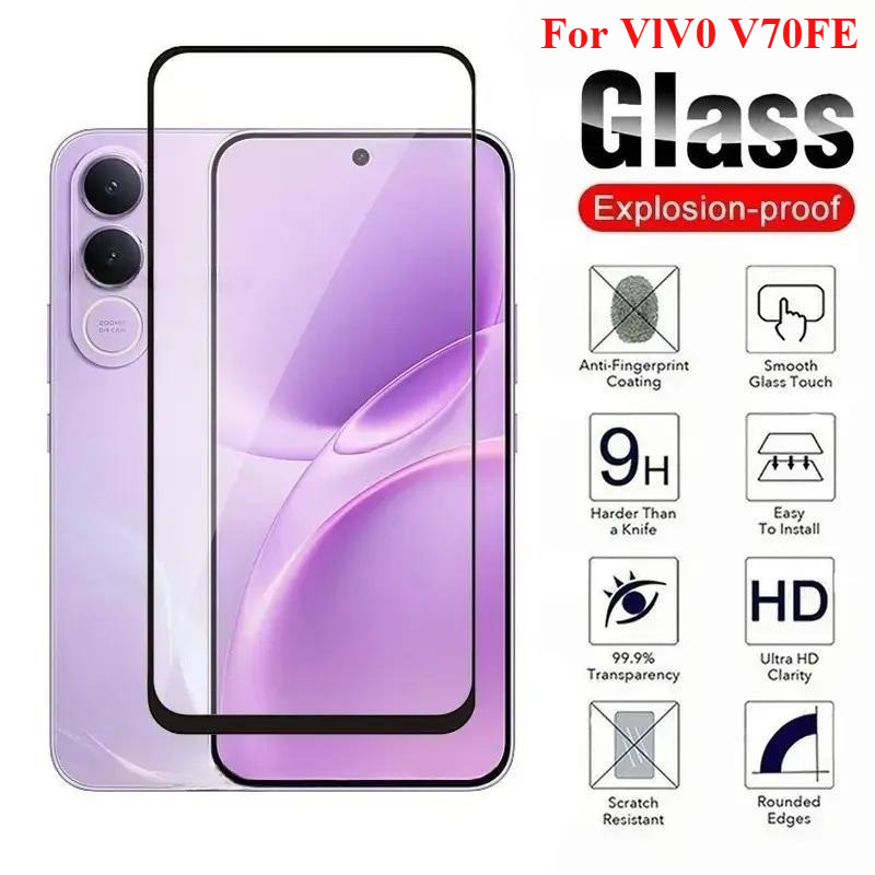 ฟิล์มเต็มจอ For Vivo V70FE / V70 5G ฟิล์มกันกระแทก ฟิล์มกระจกนิรภัย HD ฟิล์มกันรอยด้านหน้า Tempered Glass