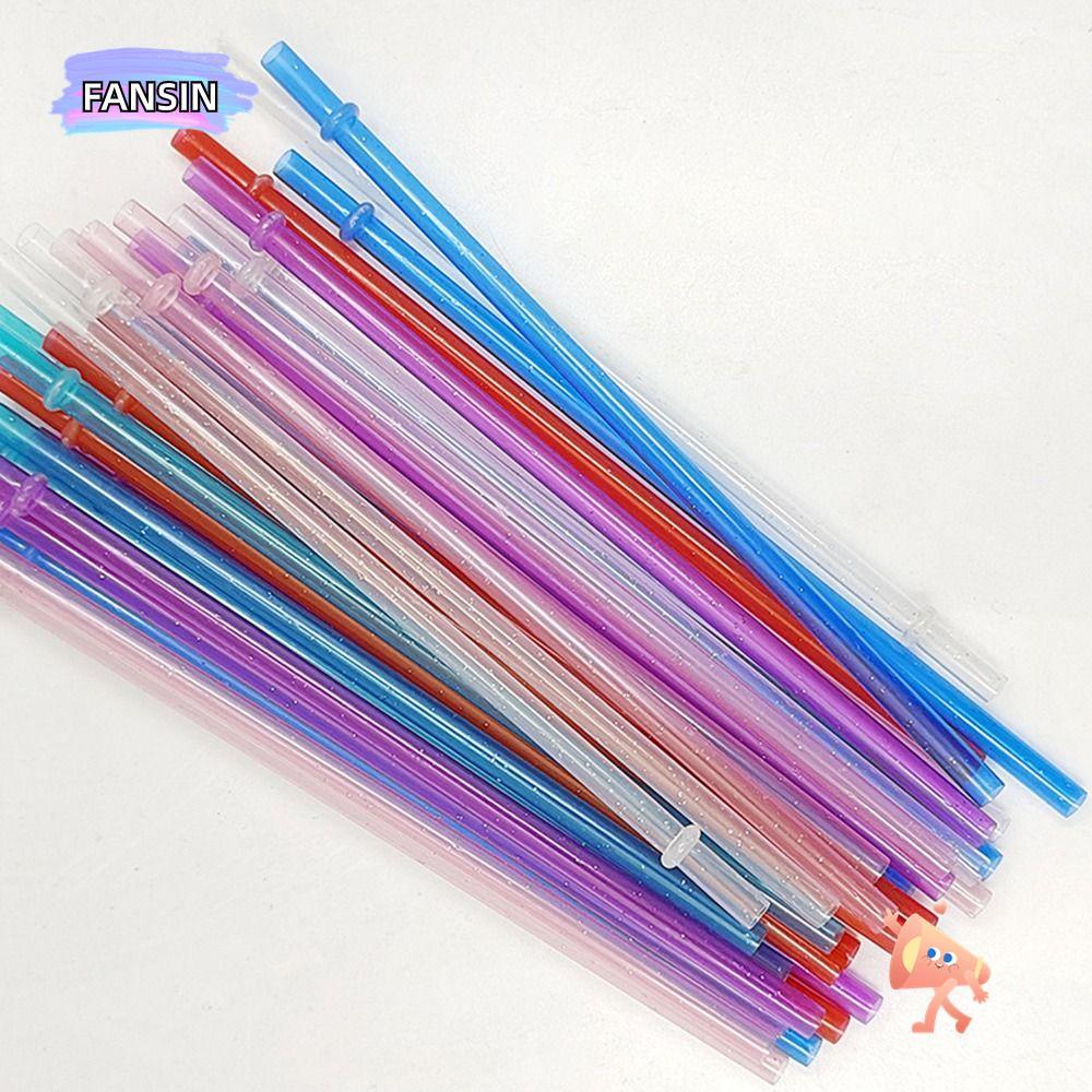 FANSIN 1PC Glitter Straw, นํากลับมาใช้ใหม่รถ Travel Cup Straw ผงทองหลอดพลาสติก, พร้อมแปรงทําความสะอา