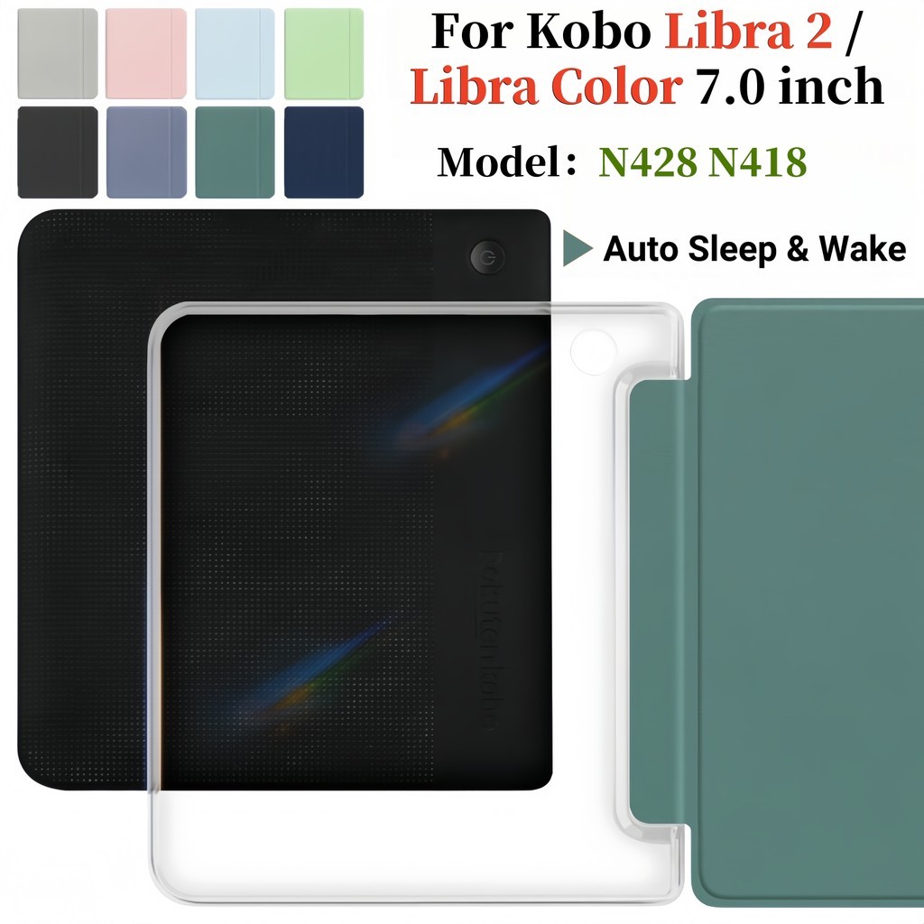 สําหรับ Kobo Libra สี N428 2024 Kobo Libra 2 N418 2021 7.0 "อะคริลิคใสหนังฝาครอบ Kobo Libra สี Libra