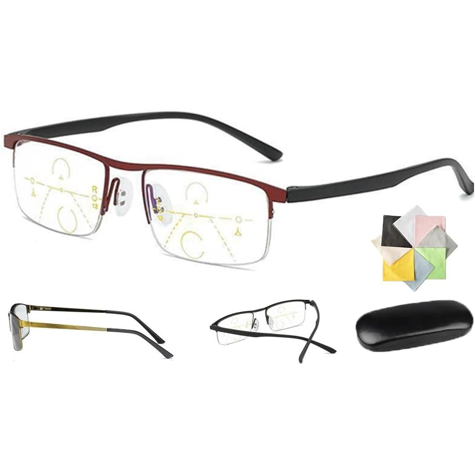 Pubyfun Intellireaders, Pubyfun Reading Glasses Readers, Titanium Progressive Far and Near Dual-Use 