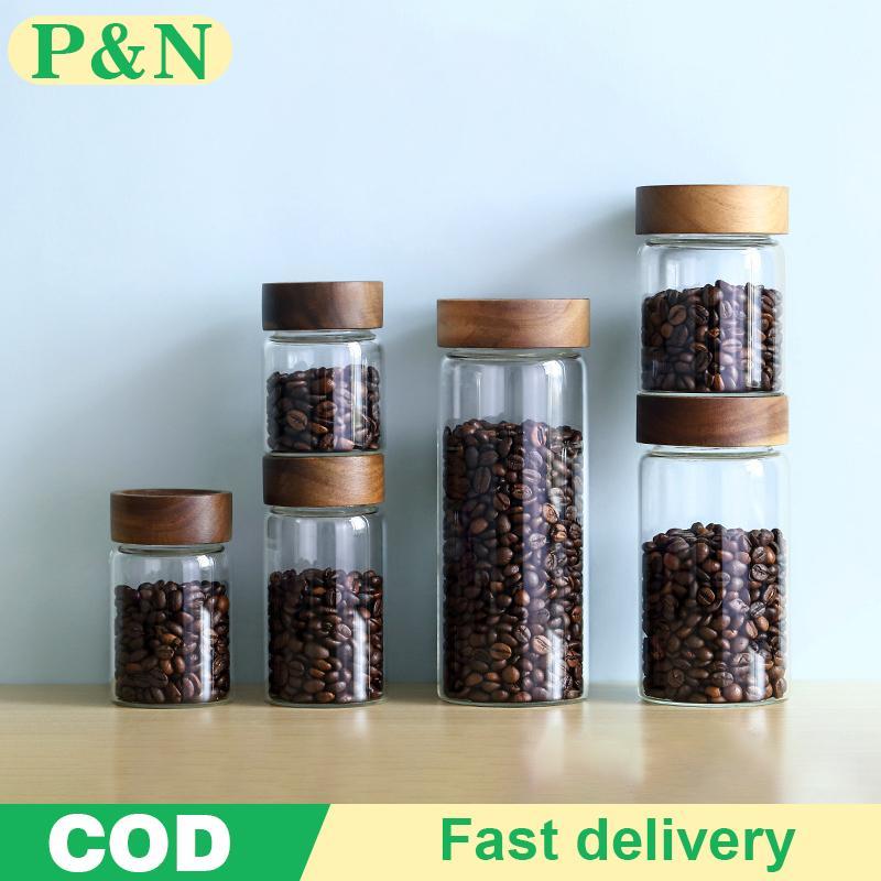[P&N] ภาชนะเก็บเมล็ดกาแฟหลอดแก้วพร้อมเครื่องมือไม้หลอดบรรจุขวด Grain Storage กระป๋องปิดผนึกไม้บาริสต้าเครื่องมือของขวัญ [cod]