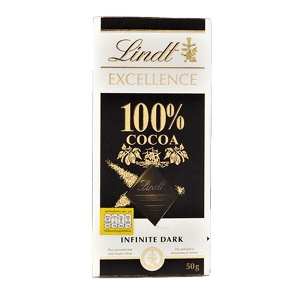 [สินค้าส่งด่วน] ลินด์เอ็กเซอร์เล็นซ์ดาร์ก100%โกโก้ 50ก. LINDT EXCELLENCE 100% COCOA 50 G.