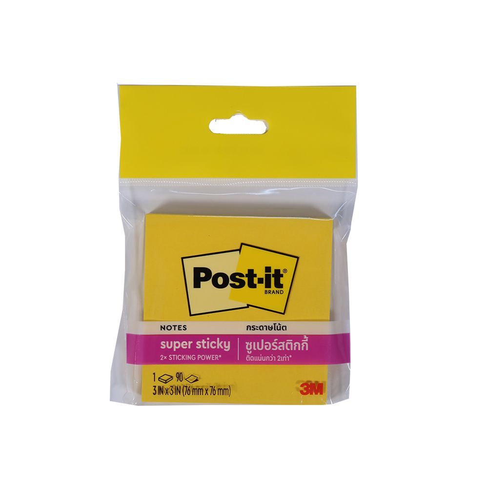 [สินค้าส่งด่วน] โพสต์อิทโน้ต654-1SS3Y เหลืองนีออน3X3 90แผ่น POST-IT NOTES 654-1SS3Y 3X3 90SHEET