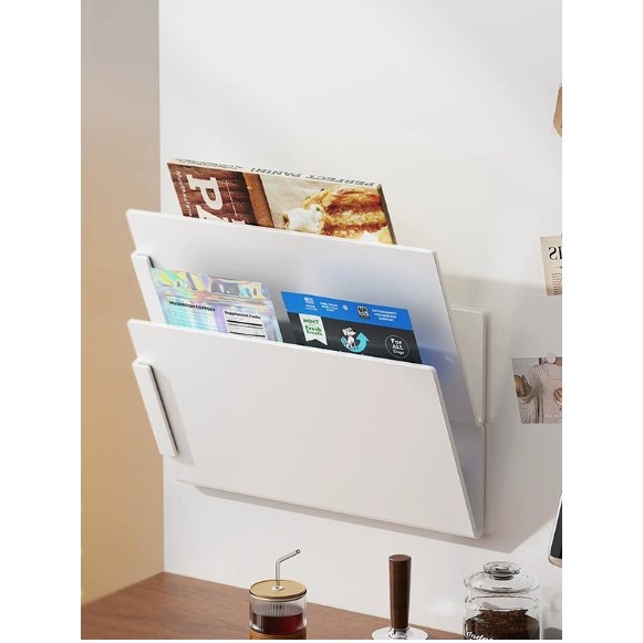 YAMAZAKI YAMAZAKI Same Style White Magnetic Hanging Book Magazine Storage Rack Office File Organizer