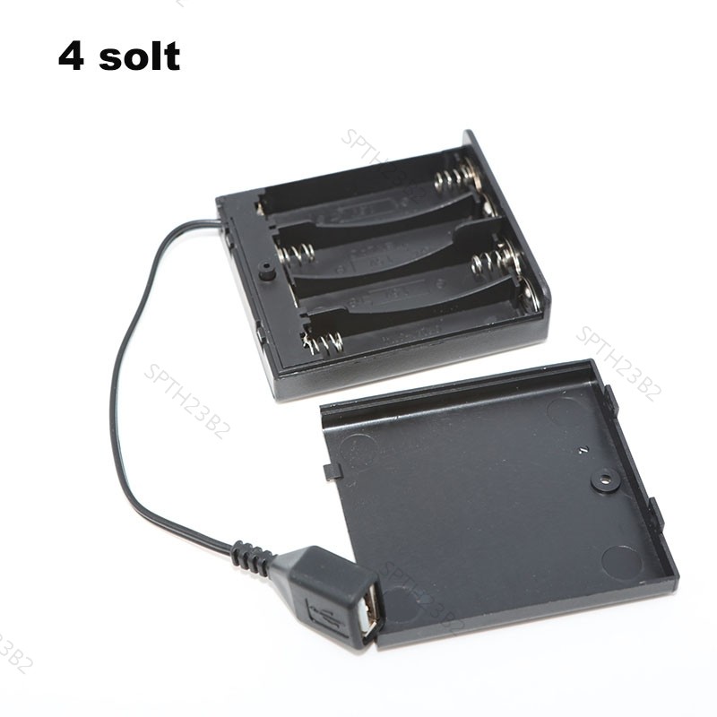 6V 4 solt AA 4x1.5V USB กล่องแบตเตอรี่สําหรับ 5V ไฟ LED Strip หญิงสาย Mini แหล่งจ่ายไฟพร้อมฝาครอบและสวิทช์ TH23B2