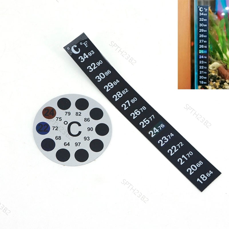สีดํารอบยาว Aquarium Fish Tank Strip Stick-on discolor กาว Sticky Dual Scale อุณหภูมิเครื่องมือ TH23B2